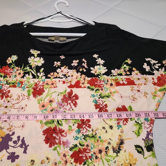 Colorful Flower Print Dress on Black Background - Picture 4 of 8